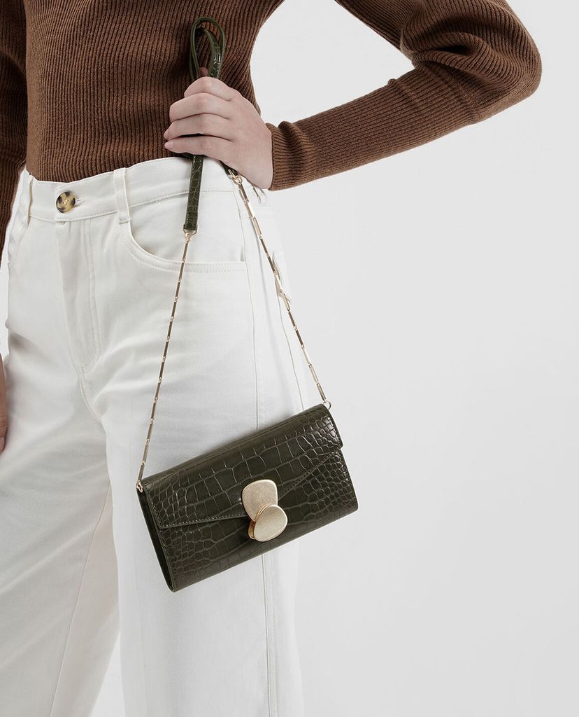 CHARLES & KEITH - Ví Mini Two Tone Metal Push Lock