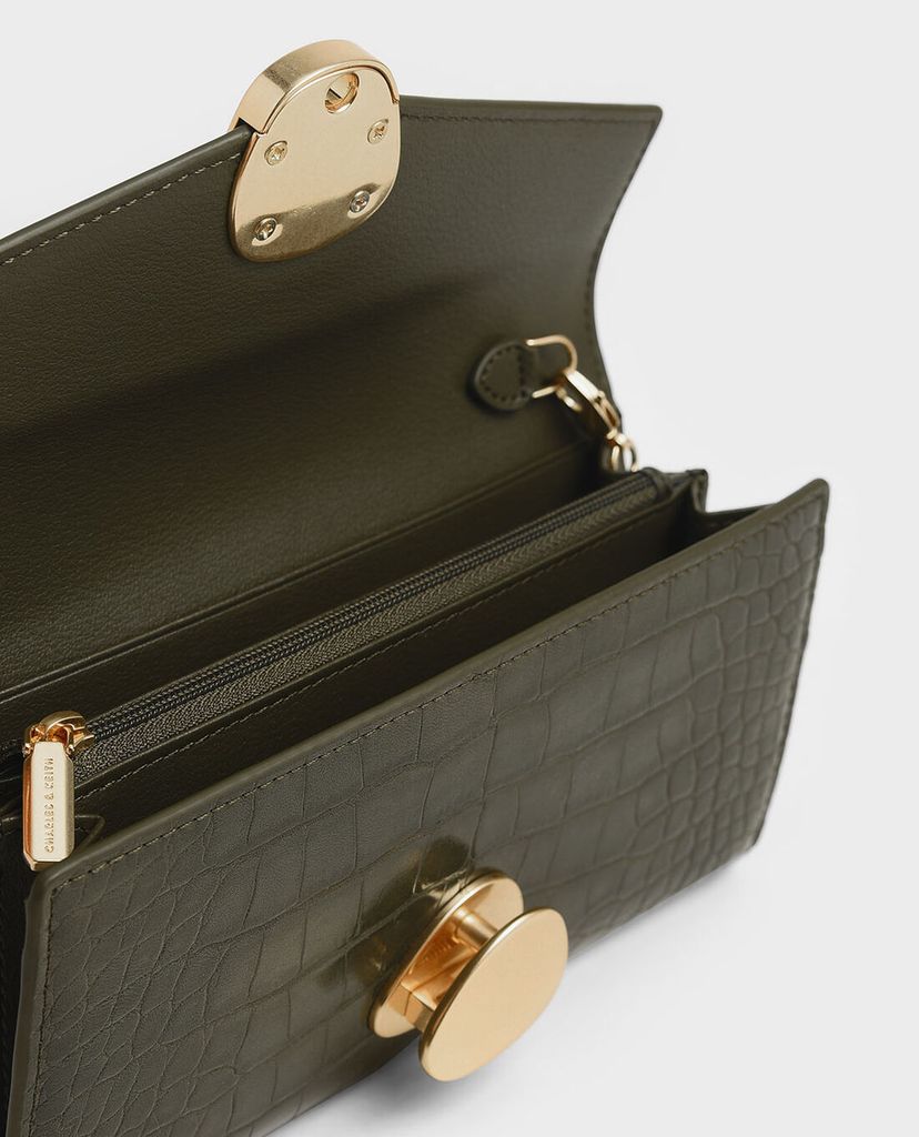 CHARLES & KEITH - Ví Mini Two Tone Metal Push Lock