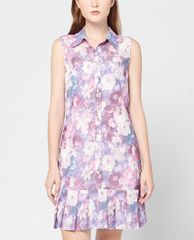 GIGI - Đầm mini sát nách cổ bẻ phối nút cài thời trang