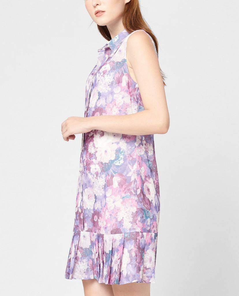 GIGI - Đầm mini sát nách cổ bẻ phối nút cài thời trang