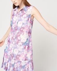 GIGI - Đầm mini sát nách cổ bẻ phối nút cài thời trang