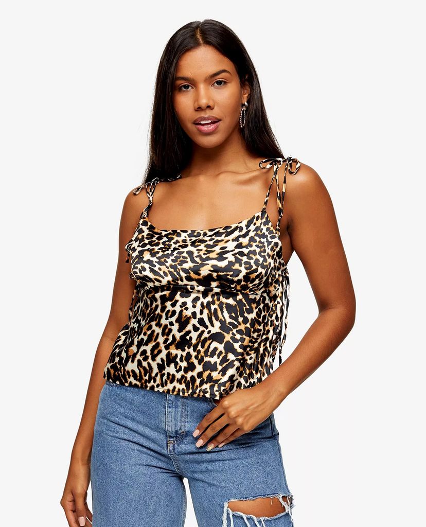 TOPSHOP - Áo hai dây nữ Leopard Print Tie Side