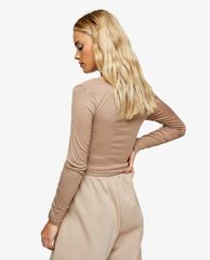 TOPSHOP - Áo kiểu nữ cổ V tay dài PETITE Mink Ruched