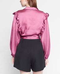 GIGI - Áo croptop nữ tay dài viền bèo Lapel
