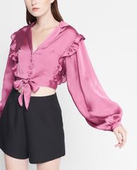 GIGI - Áo croptop nữ tay dài viền bèo Lapel