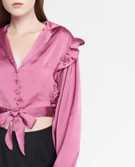 GIGI - Áo croptop nữ tay dài viền bèo Lapel