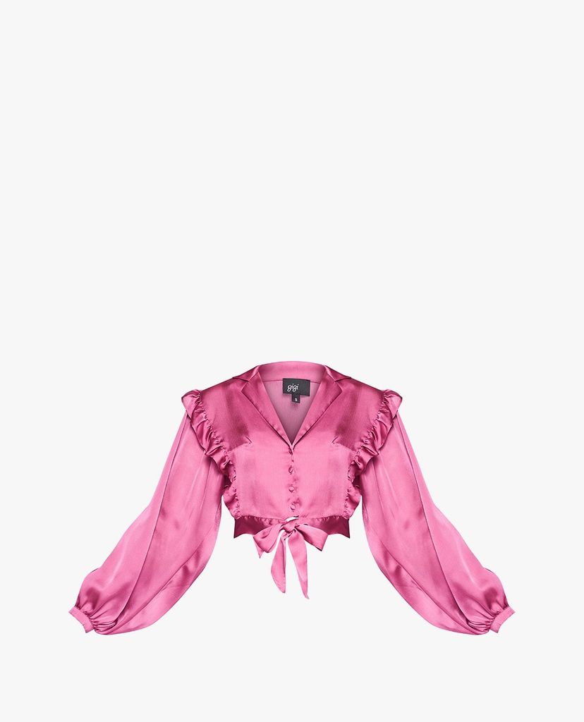 GIGI - Áo croptop nữ tay dài viền bèo Lapel