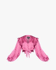 GIGI - Áo croptop nữ tay dài viền bèo Lapel
