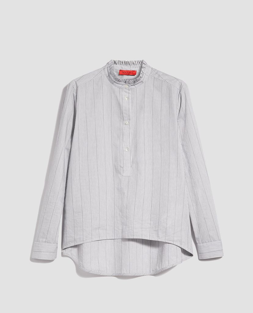 MAX&Co. - Áo sơ mi nữ tay dài cổ trụ Pinstriped Lamé
