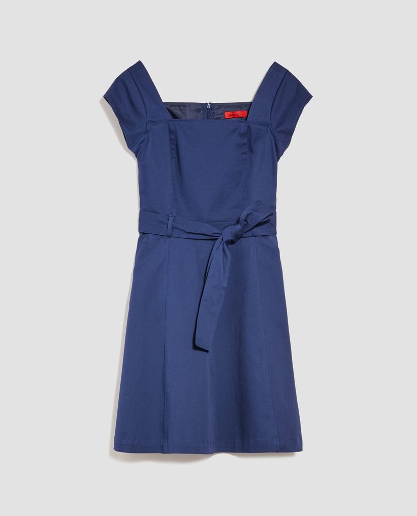 MAX&Co. - Đầm mini cổ vuông ngắn tay Cotton Gabardine