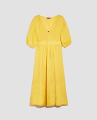 MAX&Co. - Đầm midi cổ V tay ngắn Ramie