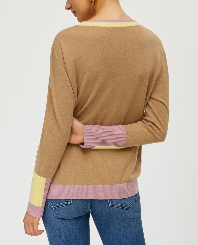MAX&Co. - Áo cardigan nữ tay dài cổ tròn Colour Block