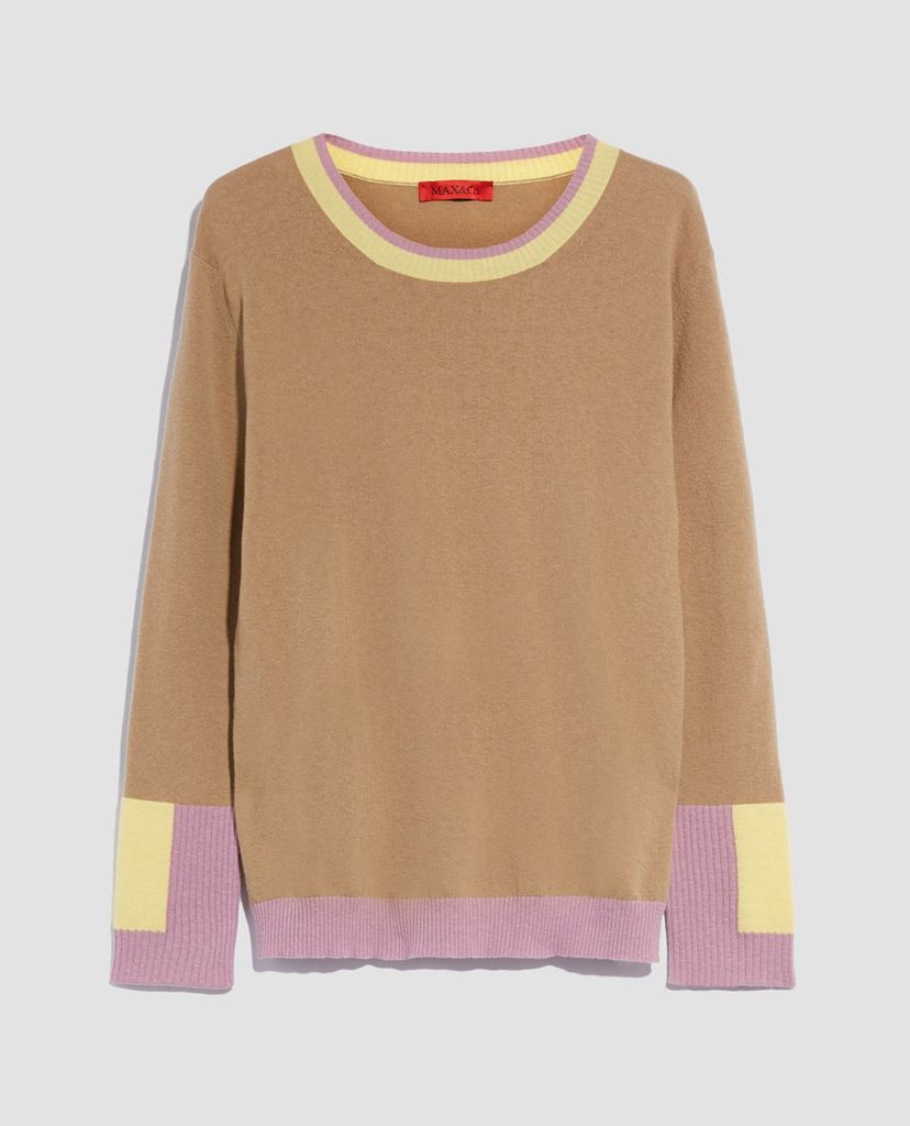 MAX&Co. - Áo cardigan nữ tay dài cổ tròn Colour Block