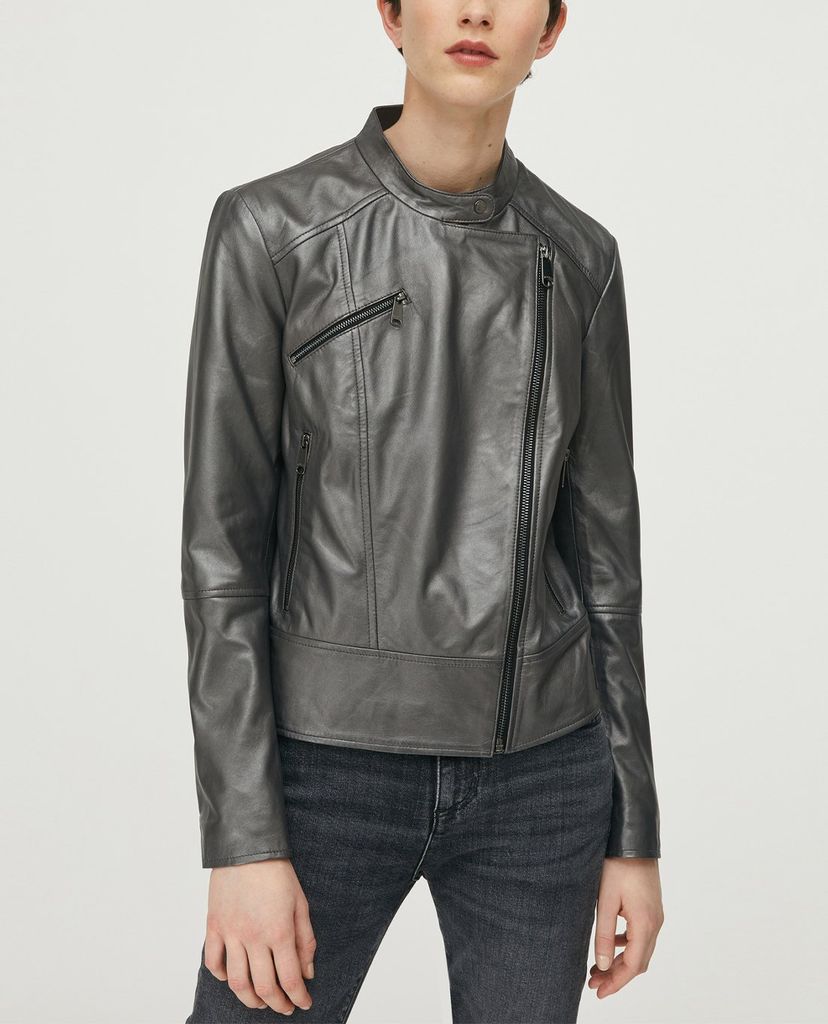 MAX&Co. - Áo khoác da nữ cổ trụ Metallic Nappa