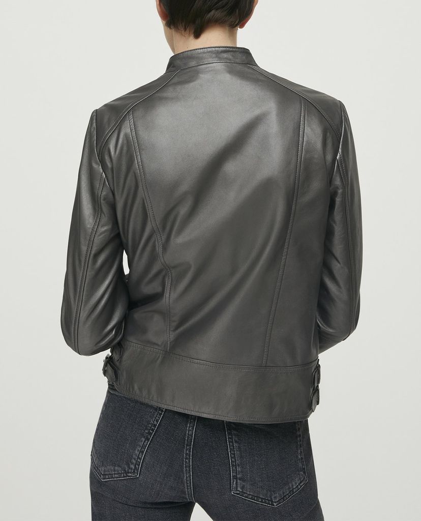 MAX&Co. - Áo khoác da nữ cổ trụ Metallic Nappa