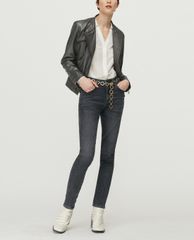 MAX&Co. - Áo khoác da nữ cổ trụ Metallic Nappa