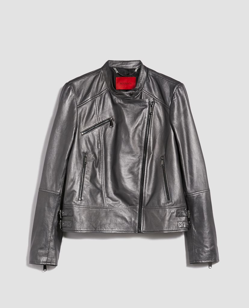 MAX&Co. - Áo khoác da nữ cổ trụ Metallic Nappa
