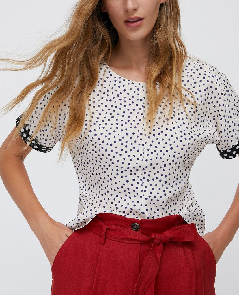 MAX&Co. - Áo kiểu nữ phom suông cổ tròn tay ngắn Printed Twill