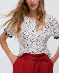 MAX&Co. - Áo kiểu nữ phom suông cổ tròn tay ngắn Printed Twill