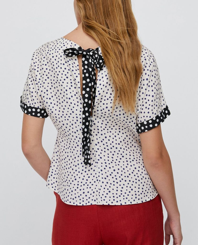 MAX&Co. - Áo kiểu nữ phom suông cổ tròn tay ngắn Printed Twill