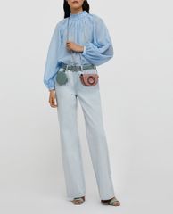 MAX&Co.- Áo kiểu nữ cổ trụ xếp li nổi bật