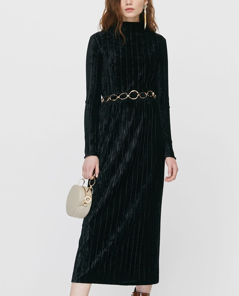 MAX&Co. - Set áo cổ lọ và chân váy midi Matching 3D Velvet Jersey