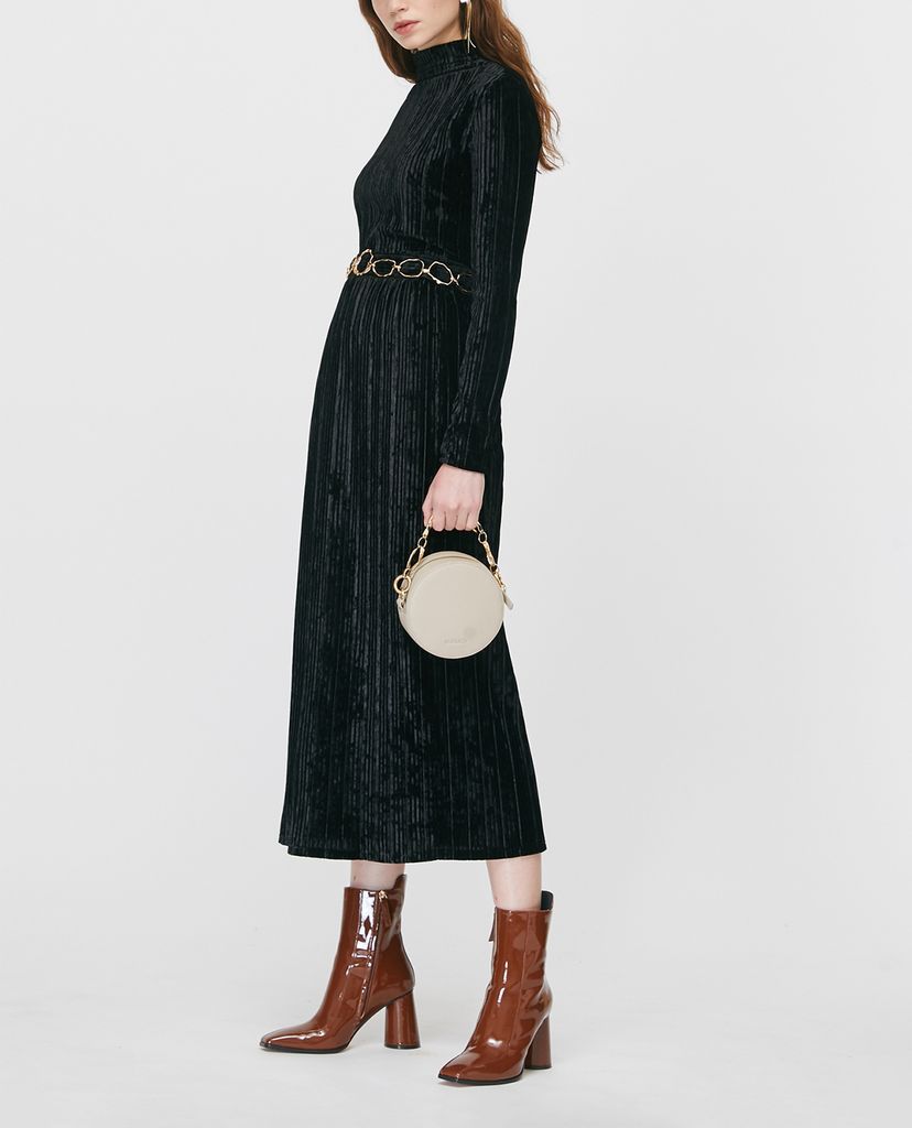 MAX&Co. - Set áo cổ lọ và chân váy midi Matching 3D Velvet Jersey