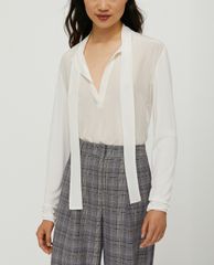 MAX&Co. - Áo kiểu nữ tay dài phối nơ cột ở cổ Silk And Jersey