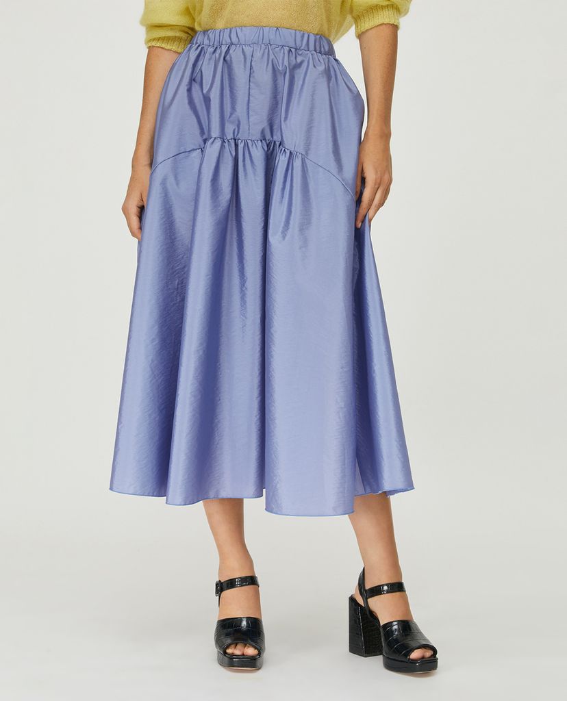 MAX&Co. - Chân váy midi xếp li Techno Taffeta