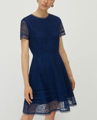 MAX&Co. - Đầm mini cổ tròn tay ngắn Short Macramé