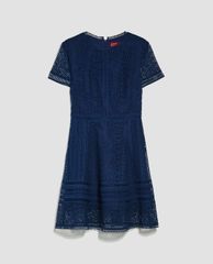 MAX&Co. - Đầm mini cổ tròn tay ngắn Short Macramé