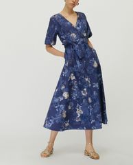 MAX&Co. - Đầm midi cổ V tay ngắn Floral Poplin