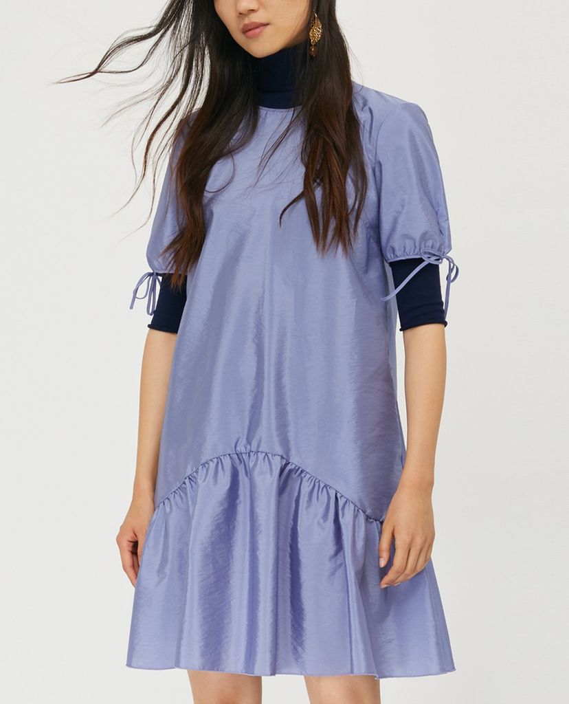 MAX&Co. - Đầm mini cổ tròn tay ngắn Techno Taffeta