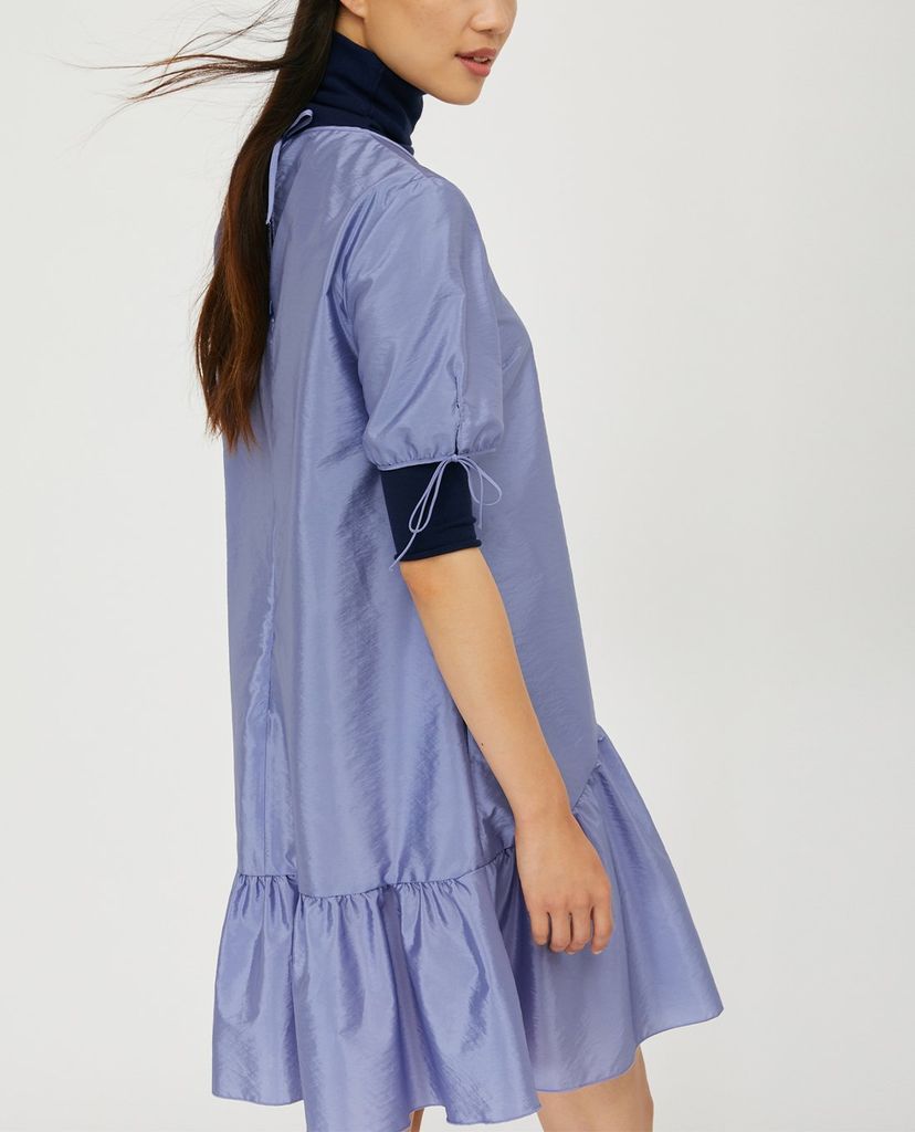 MAX&Co. - Đầm mini cổ tròn tay ngắn Techno Taffeta