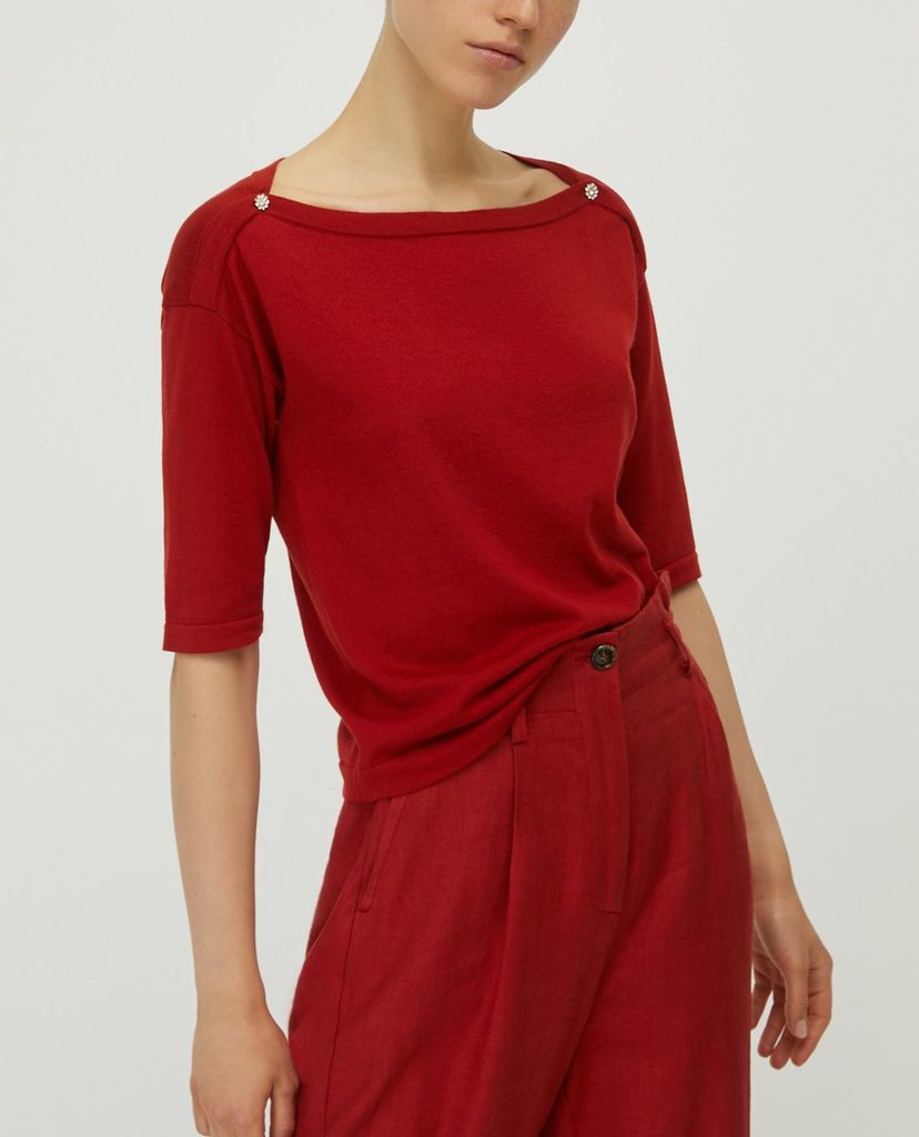 MAX&Co. - Áo cardigan nữ tay lỡ cổ tròn Jewel Buttons