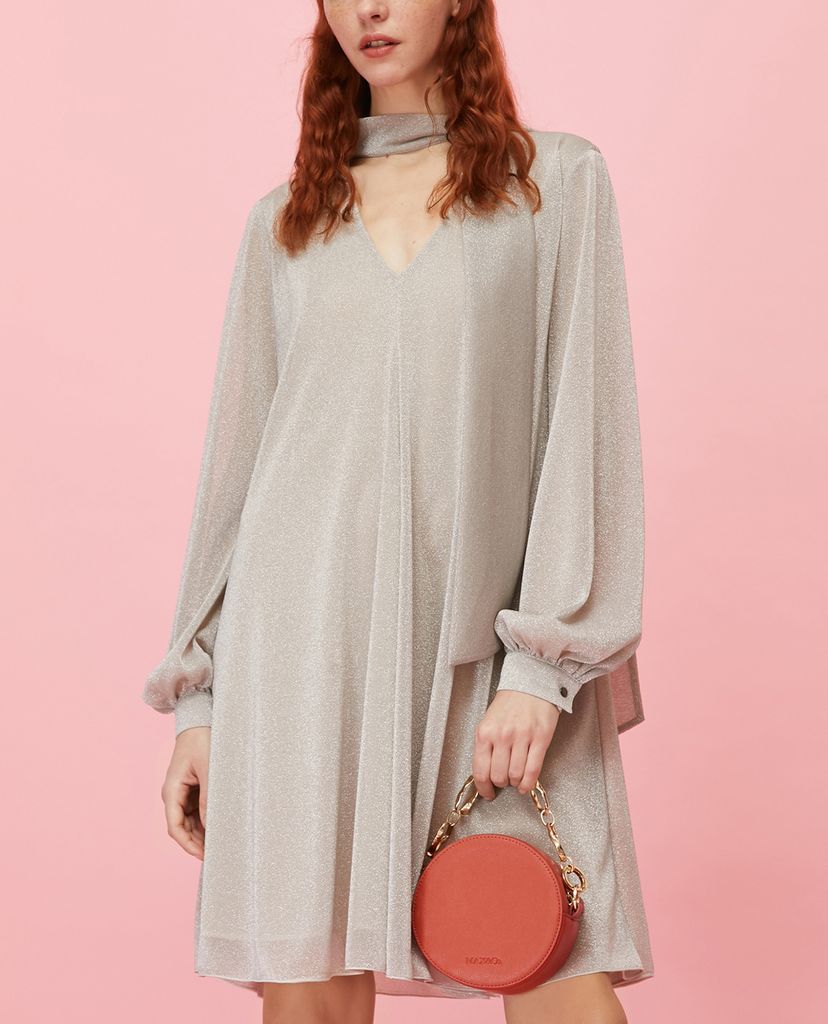 MAX&Co. - Đầm mini cổ V tay dài A Line In Jersey Lamé