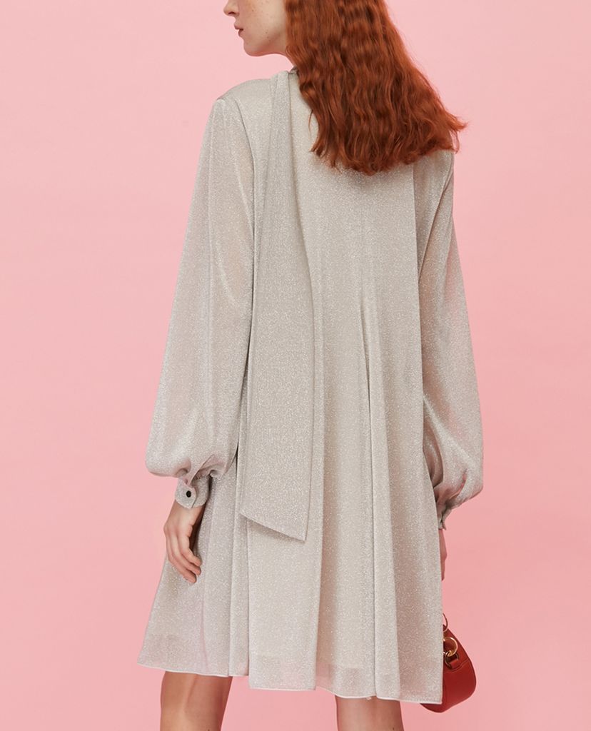 MAX&Co. - Đầm mini cổ V tay dài A Line In Jersey Lamé