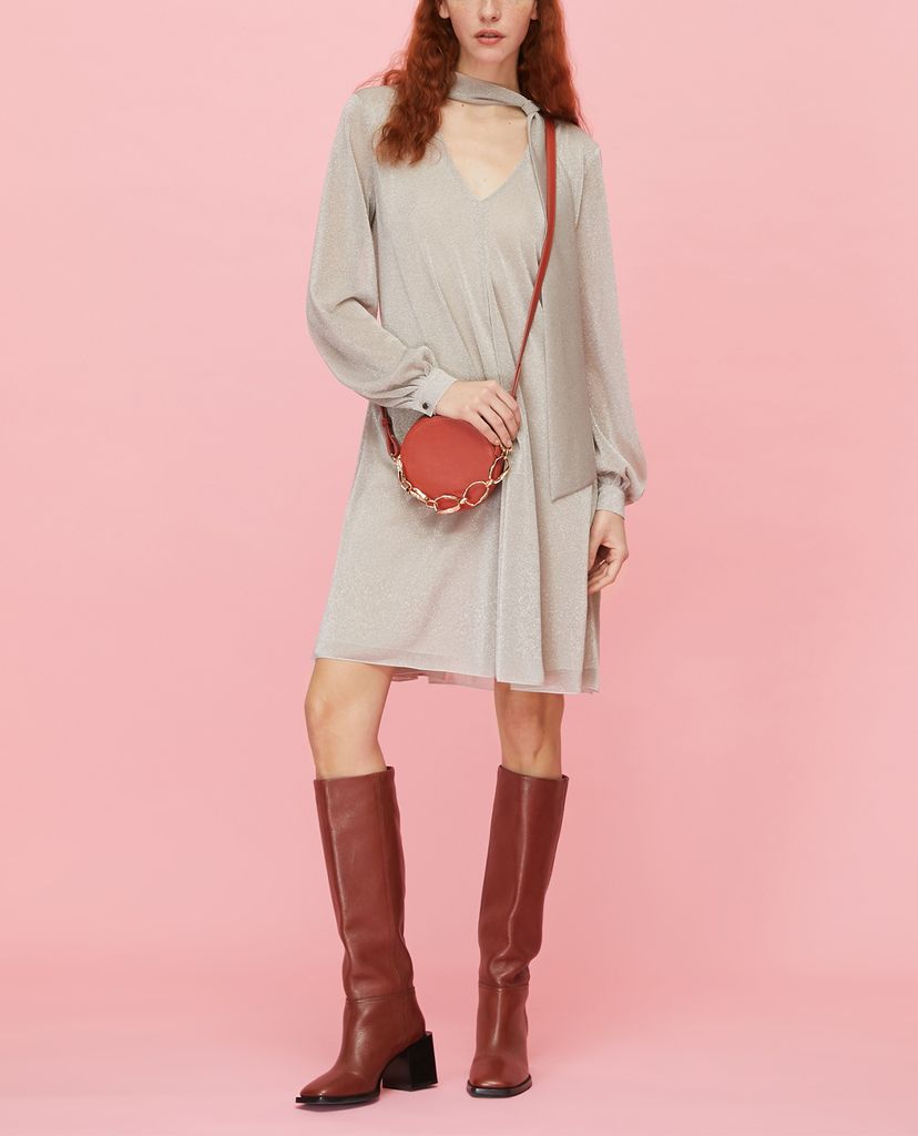 MAX&Co. - Đầm mini cổ V tay dài A Line In Jersey Lamé
