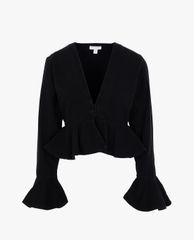 TOPSHOP - Áo kiểu nữ tay dài phối bèo Black Soft Denim Peplum