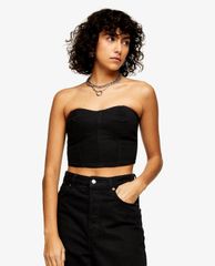 TOPSHOP - Áo croptop denim hở vai thời trang