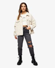 TOPSHOP - Quần jeans nữ rách gối PETITE Washed Black