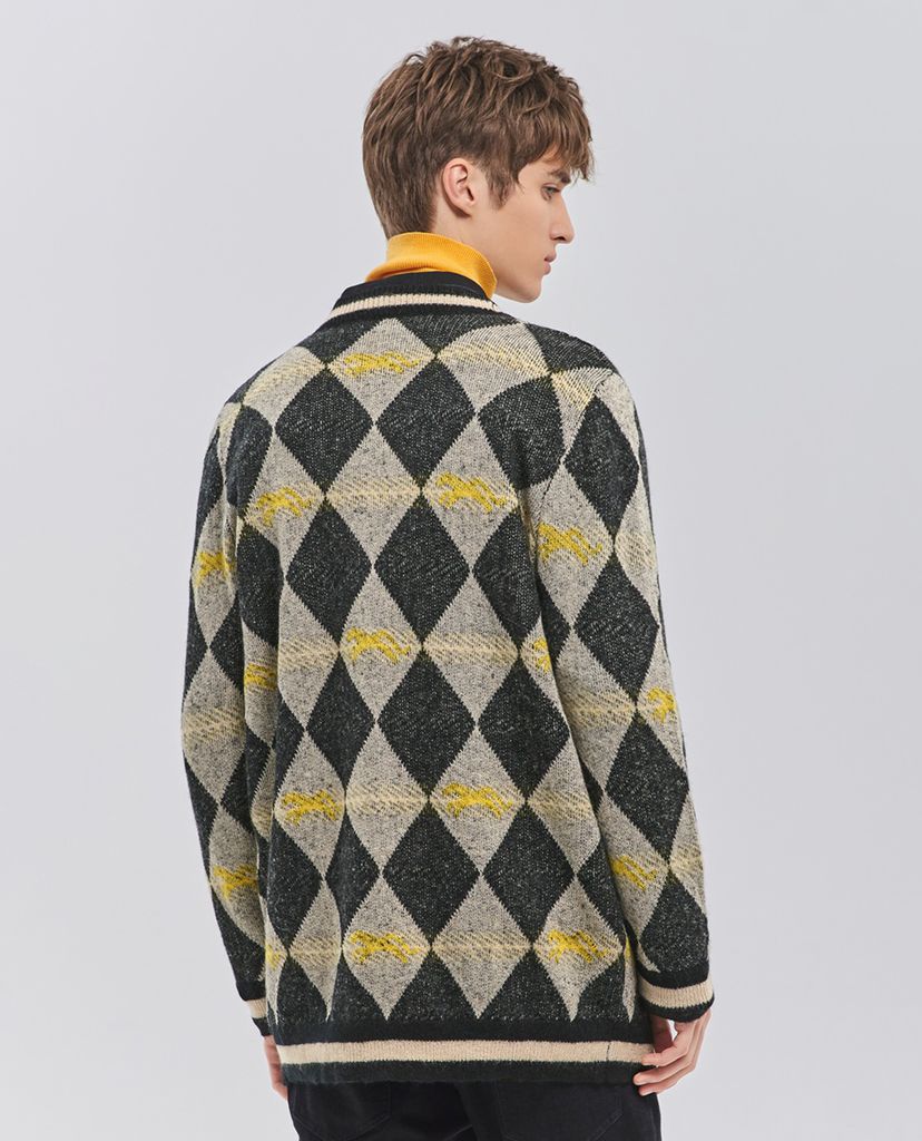 Áo cardigan nam họa tiết tứ giác