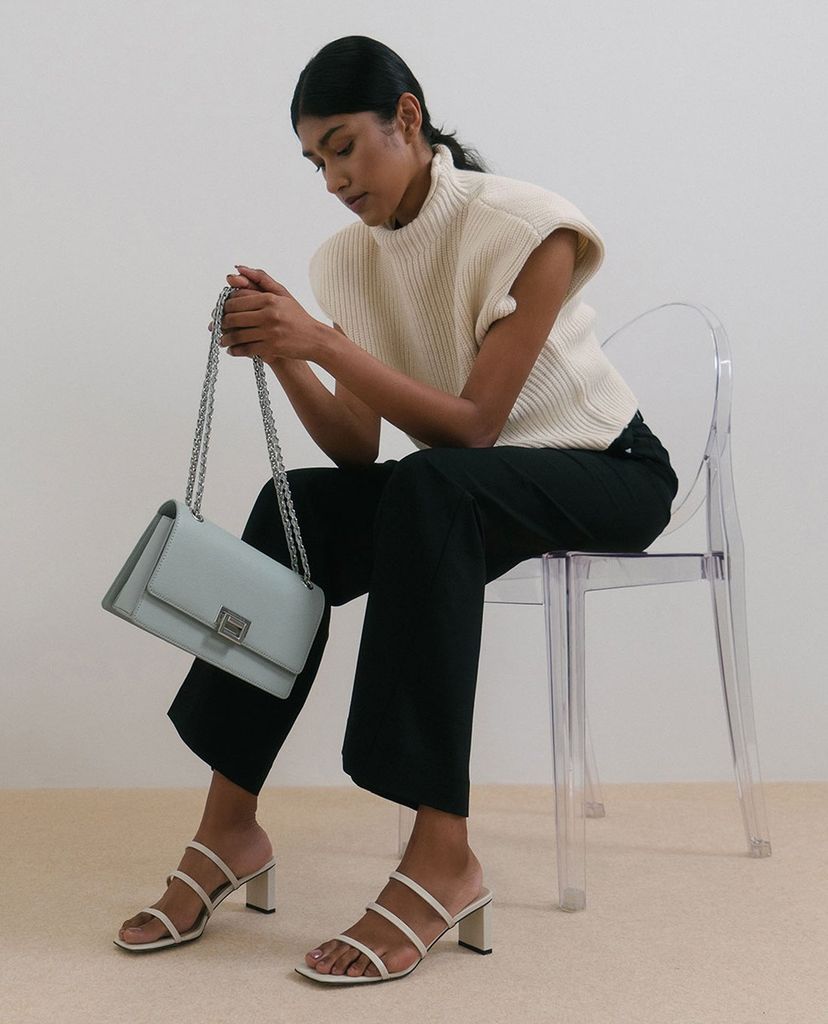 CHARLES & KEITH - Giày cao gót quai ngang Glitter Strappy Blade