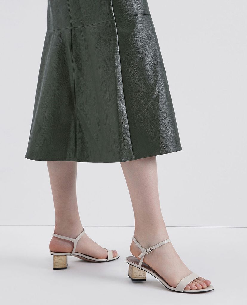 CHARLES & KEITH - Giày sandals cao gót đế vuông Sculptural Chrome