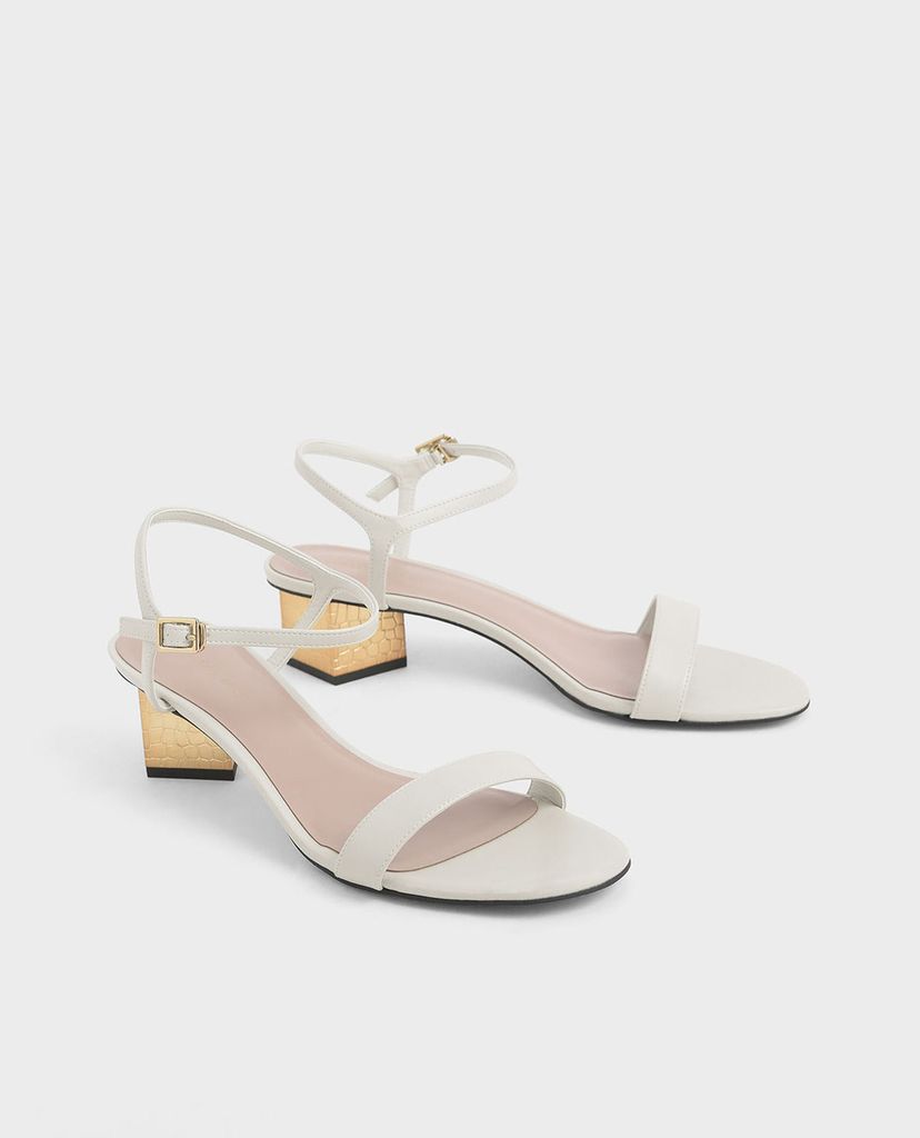 CHARLES & KEITH - Giày sandals cao gót đế vuông Sculptural Chrome