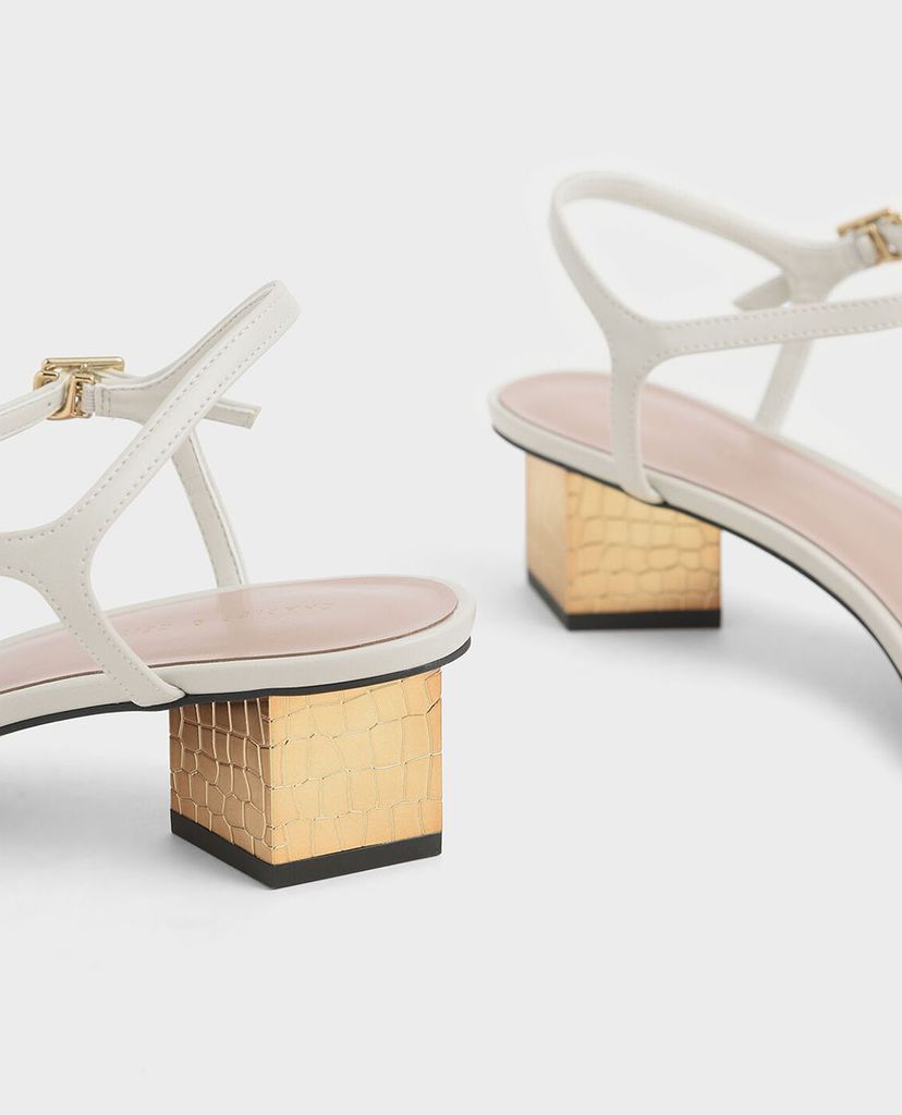 CHARLES & KEITH - Giày sandals cao gót đế vuông Sculptural Chrome