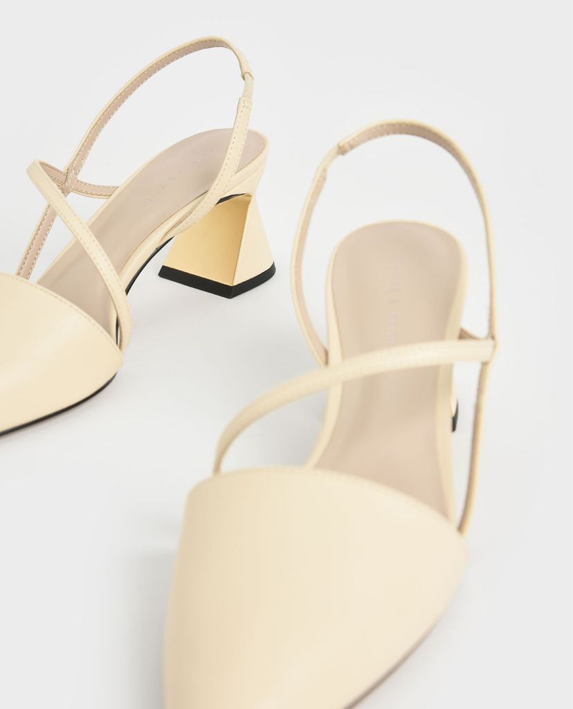 CHARLES & KEITH - Giày cao gót mũi nhọn Asymmetric Strap Geometric