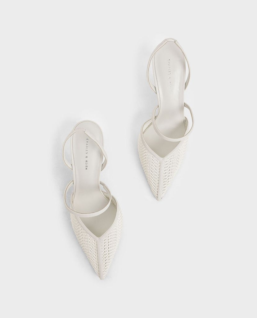 CHARLES & KEITH - Giày cao gót mũi nhọn Woven Mary Jane Slingback