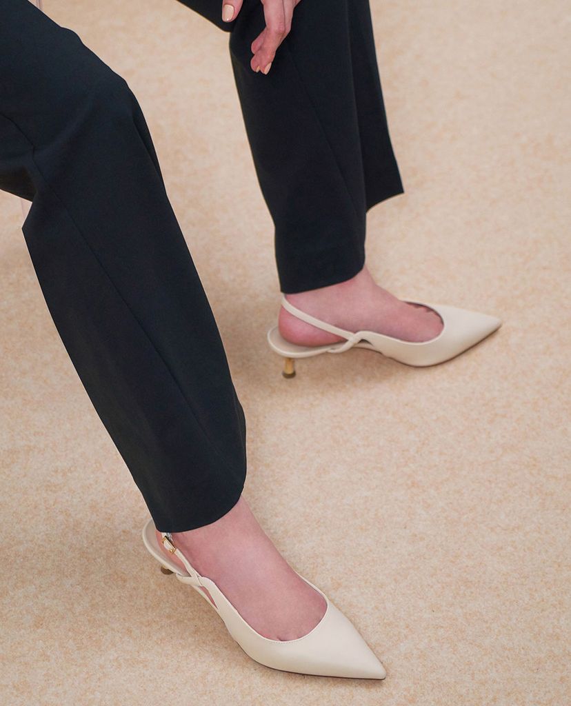 CHARLES & KEITH - Giày cao gót mũi nhọn Cut Out Slingback Kitten