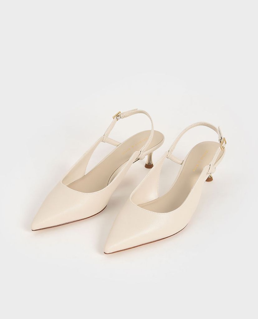 CHARLES & KEITH - Giày cao gót mũi nhọn Cut Out Slingback Kitten